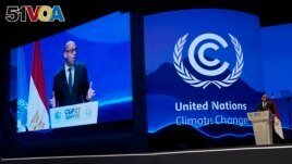 Simon Stiell, U.N. climate chief, speaks during a closing session at the COP27 U.N. Climate Summit, Nov. 20, 2022, in Sharm el-Sheikh, Egypt. (AP Photo/Peter Dejong)