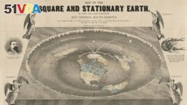 Map of the square and stationary earth published by Orlando Ferguson in Hot Springs, South Dakota in 1893. (Library of Congress)