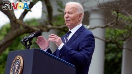 President Joe Biden speaks in the Rose Garden of the White House in Washington, Tuesday, May 14, 2024, announcing plans to impose major new tariffs on a range of Chinese imports. (AP Photo/Susan Walsh)