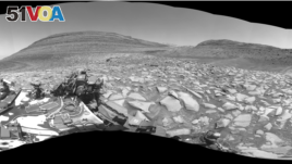 A camera attached to NASA's Curiosity Mars rover captured this 360-degree panorama on Feb. 3. It shows the Gediz Vallis channel, which the rover will explore in the coming months. (Image Credit: NASA/JPL-Caltech)