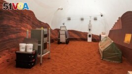 Instruments are seen inside the Mars landscape simulation area at Mars Dune Alpha, NASA's simulated Mars habitat at the Johnson Space Center in Houston, Texas, U.S. April 11, 2023. (REUTERS/Go Nakamura)
