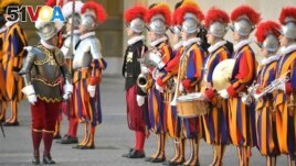 FILE - Swiss Guards attend a swearing-in ceremony at the Vatican, May 6, 2021. (Vatican Media/<I>&#</i>173;Handout via REUTERS)