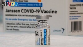 FILE - In this April 8, 2021 file photo, the Johnson & Johnson COVID-19 vaccine is seen at a pop up vaccination site in the Staten Island borough of New York. American health officials have placed strong restrictions on the use of the vaccine.(AP Photo/Mary Altaffer, File)
