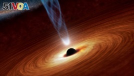 A supermassive black hole with millions to billions times the mass of our sun is seen in an undated NASA artist's concept illustration.