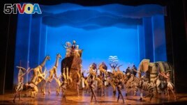 This image released by Disney Theatricals shows the company during a performance of The Lion King on Broadway, in New York on Sept. 14, 2022. (Matthew Murphy/Disney Theatricals via AP)