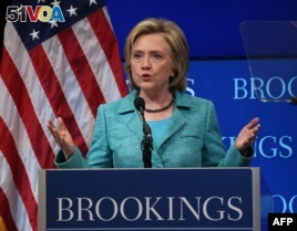 Hillary Clinton, Democratic presidential candidate and former Secretary of State, speaks about the Iran nuclear agreement at the Brookings Institute in Washington, D.C., Sept. 9, 2015.