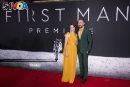 Claire Foy and Ryan Gosling attend the 'First Man' premiere at the National Air and Space Museum of the Smithsonian Institution, October 4, 2018.