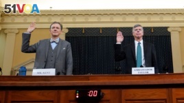 George Kent, a deputy assistant secretary of state and Ambassador Bill Taylor sworn in Nov. 13, 2019 at a House Intelligence Committee hearing as part of the impeachment inquiry.