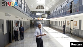 U.S. President Barack Obama, the first sitting president to visit a federal prison, speaks during his visit to the El Reno Federal Correctional Institution outside Oklahoma City, July 16, 2015. 