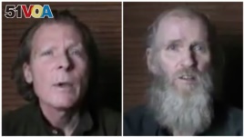 Timothy Weeks of Australia, left and American Kevin King (photo taken from video sent to VOA from Taliban) 