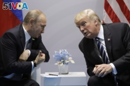 President Donald Trump meets with Russian President Vladimir Putin at G20 Summit on July 7, 2017, in Germany.