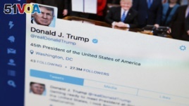 FILE photo shows President Donald Trump's Twitter feed on a computer screen in Washington. 