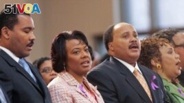 FILE - In this Feb. 6, 2006, file photo, from left, the children of the Rev. Martin Luther King Jr., and Coretta Scott King, Dexter Scott King, the Rev. Bernice King, Martin Luther King III and Yolanda King participate in a musical tribute to their mother.