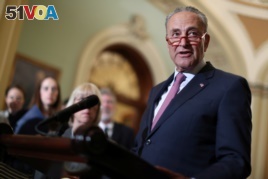 U.S. Senate Minority Leader Chuck Schumer (D-NY) speaks to reporters after the weekly Democratic caucus luncheon at the U.S. Capitol in Washington, U.S. June 11, 2019. REUTERS/Jonathan Ernst