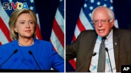 Leading Democratic presidential candidates Hillary Clinton, left, and Bernie Sanders.