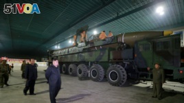 North Korean leader Kim Jong Un inspects the intercontinental ballistic missile Hwasong-14 in this undated photo released by North Korea's Korean Central News Agency (KCNA) in Pyongyang July 5, 2017.