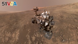 This composite image made from a series of Jan. 23, 2018 photos shows a self-portrait of NASA's Curiosity Mars rover on Vera Rubin Ridge. (NASA/JPL-Caltech/MSSS via AP)