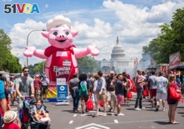 A blown up pig welcomes visitors to the National Capital Barbecue Battle in Washington D.C. on Sunday, June 25, 2017.