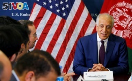 U.S. special envoy for peace in Afghanistan, Zalmay Khalilzad, talks with local reporters at the U.S. embassy in Kabul, Afghanistan, Nov. 18, 2018.