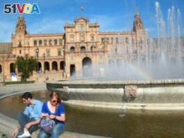 Frances Downey sits in the Plaza de Espa<I>&#</I>241;a in Seville, Spain during her time studying there in 2007.