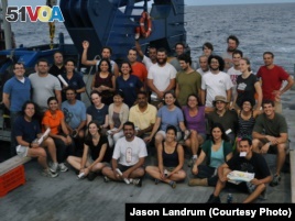 Scientific crew of RV Atlantis that found the ocean reef off Brazil's coast. July 2012 (Credit Jason Landrum).