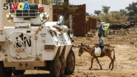  UN-African Union mission in Darfur (UNAMID) armoured vehicle in mountainous area of Jebel Marra in central Darfur. (File)