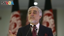 Afghan Chief Executive Officer Abdullah Abdullah speaks during a news conference in Kabul, Afghanistan, Saturday, Feb. 29, 2020.