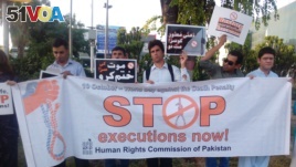 People protest last year against executions in Pakistan. (Associated Press)