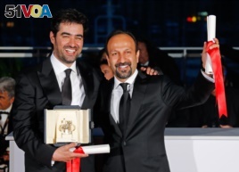 Director Asghar Farhadi and actor Shahab Hosseini after their Cannes wins.