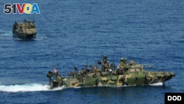 US Navy riverine boats are seen in this 2012 Defense Department photo.
