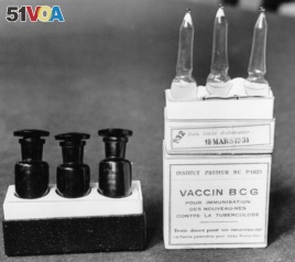 FILE - This March 1931 file photo shows ampules of the BCG vaccine against tuberculosis in a laboratory at the Institute Pasteur in Paris, France. Dec. 2, 1947 file photo.