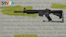 A photo illustration combining a defendant's letter to a judge in the case of weapons he stole from a Massachusetts armory and an evidence photo of an M4 carbine rifle. (AP Illustration/Nat Casta<I>&#</i>241;eda)