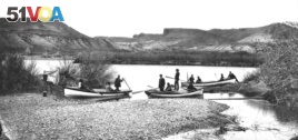 John Wesley Powell's group during their second expedition of the Grand Canyon, 1871.