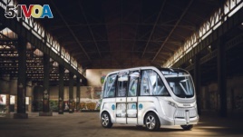 Las Vegas has tested a 12-passenger shuttle bus like this one from French company Navya. Officials hope to deploy more of the buses later this year. (Courtesy: Navya)