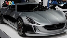 A Rimac Automobili Concept_One electric supercar, worth $1.2 million and one of only eight made, is displayed at the 2017 New York International Auto Show in New York City, U.S. April 13, 2017. REUTERS/Lucas Jackson/File Photo