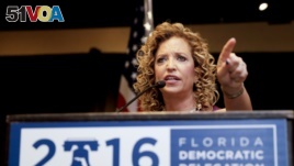 DNC Chairwoman Debbie Wasserman Schultz, D-Fla., has to speak over protesting Bernie Sanders supporters during the first day of the Democratic National Convention last month. She resigned her party position after hacked emails showed the party organization backing Hillary Clinton over Sanders for the Democratic nomination. It was supposed to be neutral. (AP Photo/Matt Slocum)