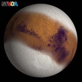 Mars with expanded polar caps (Image: NASA).