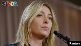 Maria Sharapova announces that she failed a drug test after the Australian Open, during a news conference in Los Angeles, March 7, 2016. (J. Kamin-Oncea/USA Today Sports)