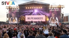 Ariana Grande performs during the One Love Manchester benefit concert for the victims of the Manchester Arena terror attack at Emirates Old Trafford, Greater Manchester, in Britain, June 4, 2017.