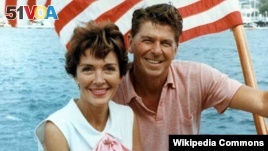 Nancy and Ronald Reagan on a boat in 1964. Nancy Reagan died March 6 at the age of 94. 