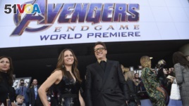Susan Downey, left, and Robert Downey Jr. arrive at the premiere of 