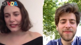 FILE - Andrea Chabant Sanchez in Madrid, Spain and his girlfriend, Emma in Normandy, France, video chat on Jan. 30, 2020. (ANDREA CHABANT SANCHEZ/Handout via REUTERS )