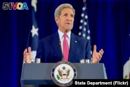 U.S. Secretary of State John Kerry delivers a speech about the Iran nuclear agreement before an audience of several hundred assembled on Sept. 2, 2015, at the National Constitution Center in Philadelphia, Pennsylvania.