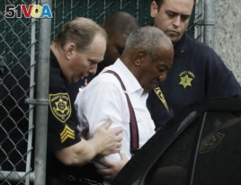 FILE - Bill Cosby departs after his sentencing hearing at the Montgomery County Courthouse, Sept. 25, 2018, in Norristown, Pennsylvania.