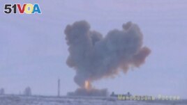 A still image taken from a video footage and released by Russia's Defense Ministry, Dec. 26, 2018, shows a test launch of an Avangard new hypersonic missile in Orenburg Region.