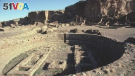 A great kiva at Chaco Canyon. Kivas are underground structures used by Puebloans for religious ceremonies and political meetings.
