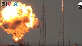 Screen grab of the SpaceX rocket explosion on September 1, 2016.
