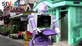 The 'Delta robot' was designed by university lecturers and local residents who built it from old household items. (Reuters Photo)