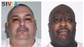 A combination of undated photos provided by the Arkansas Department of Correction shows death-row inmates Jack Jones, left, and Marcel Williams. The two were put to death in a rare double execution Monday night.