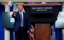 U.S. President Donald Trump discussing the drug hydroxychloroquine to treat COVID-19 during the daily press conference with the coronavirus emergency team at the White House in Washington, D.C., April 5, 2020. REUTERS/Joshua Roberts